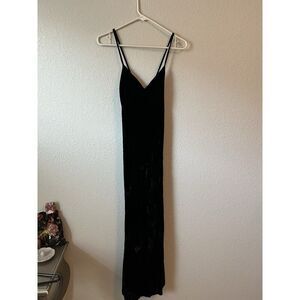 Vintage Crushed Velvet Strappy Maxi Dress Babydoll Whimsigoth Prom Empire XS